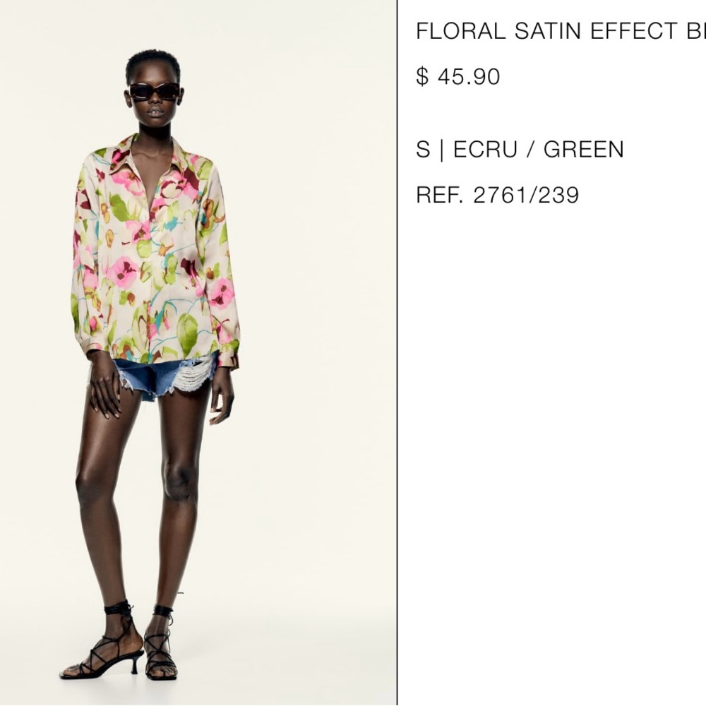 COPY - Satin Effect Floral Blouse
